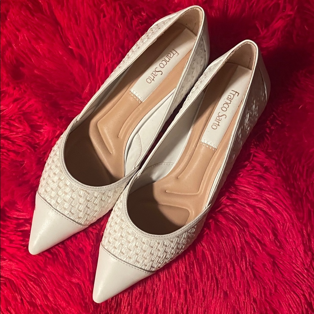 Franco Sarto White Textured Heels